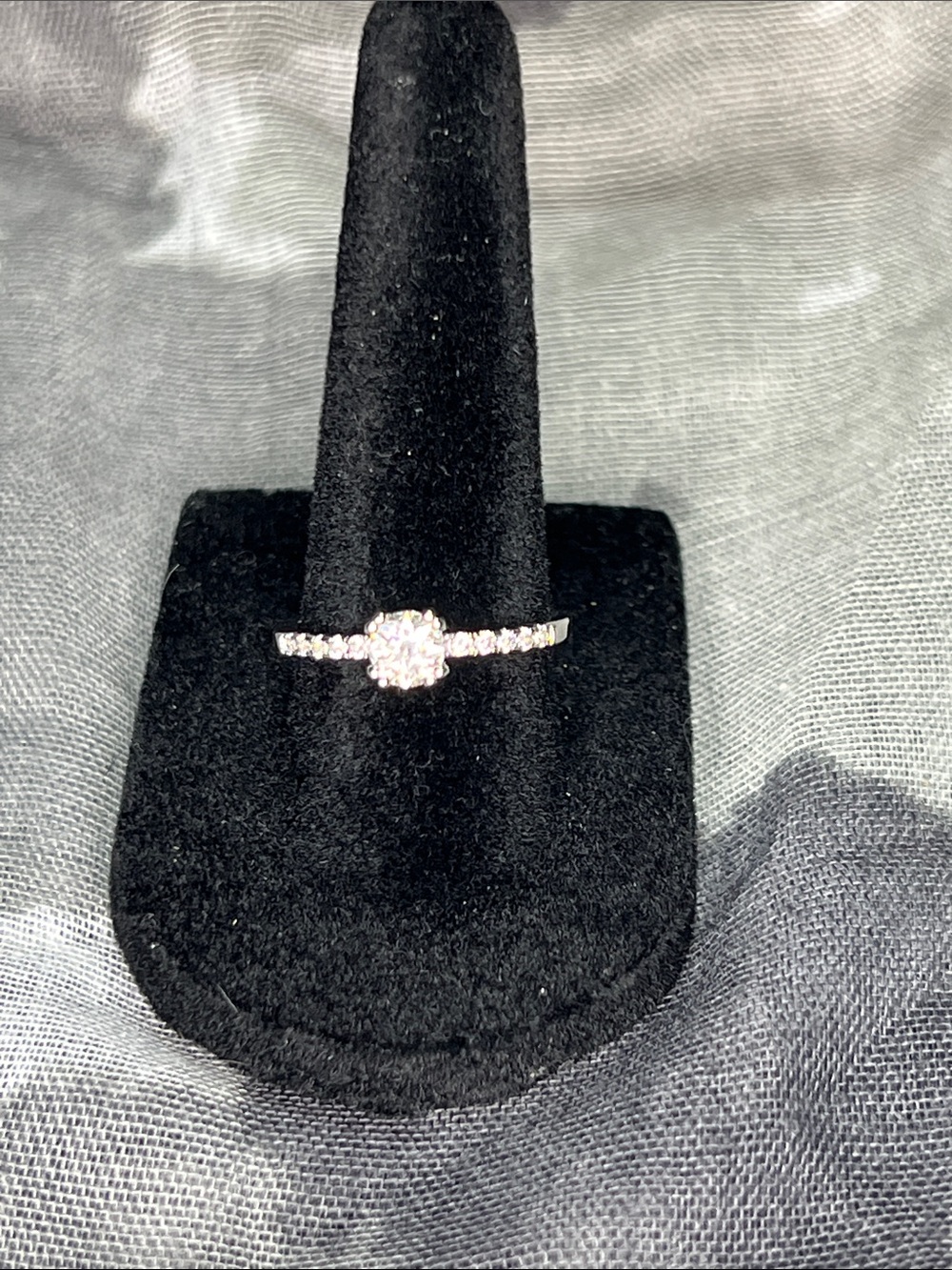 0.5 ct Moissa Diamond Halo Engagement Ring in Sterling Silver